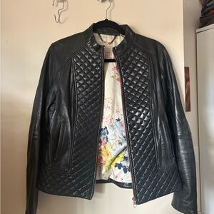 Ted Baker Black Quilted Leather Jacket